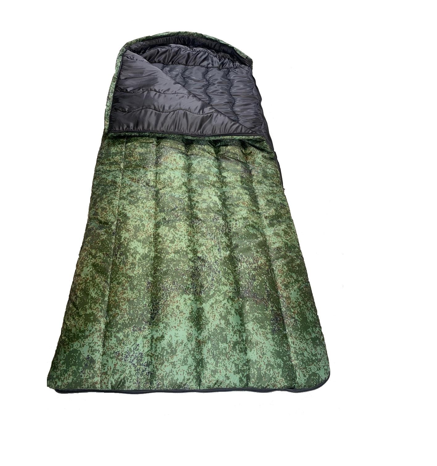 Улучшенный теплый зимний спальный мешок размером 220x70 утепленный синтепоном плотностью 200г/м2.. Можно использовать в качестве неуставного армейского спальника.